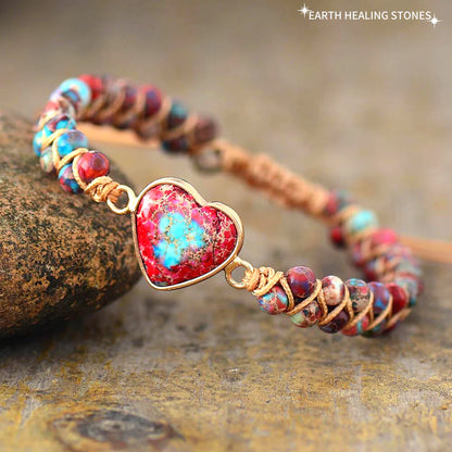 PULSERA CORAZÓN APASIONADO DE JASPE.💖