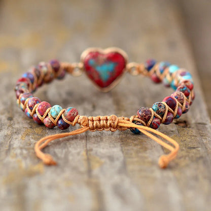 PULSERA CORAZÓN APASIONADO DE JASPE.💖