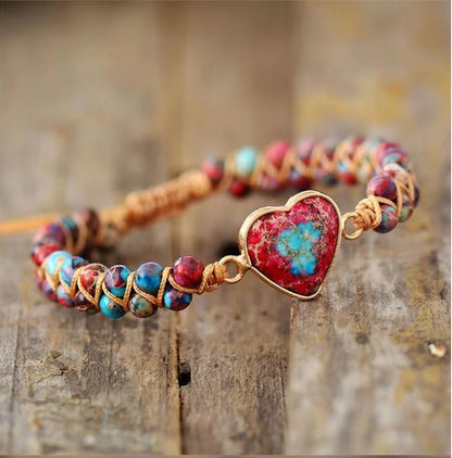 PULSERA CORAZÓN APASIONADO DE JASPE.💖