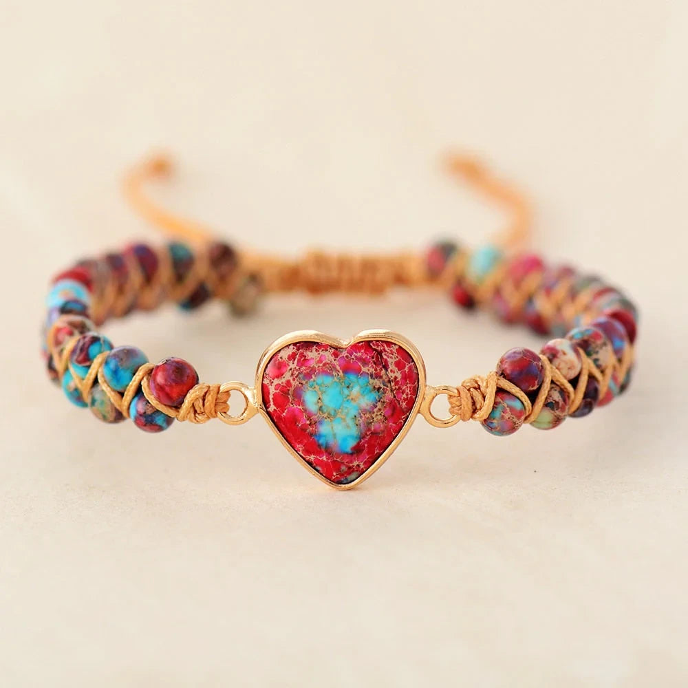 PULSERA CORAZÓN APASIONADO DE JASPE.💖